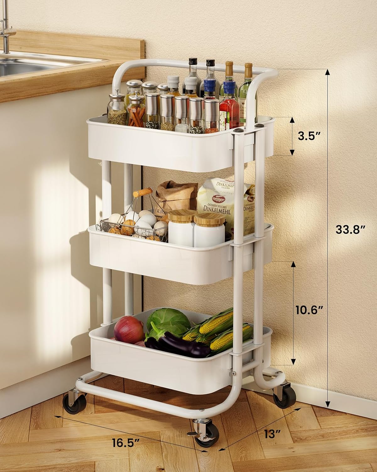 Detalle de Pipishell Rolling Utility Cart, Metal