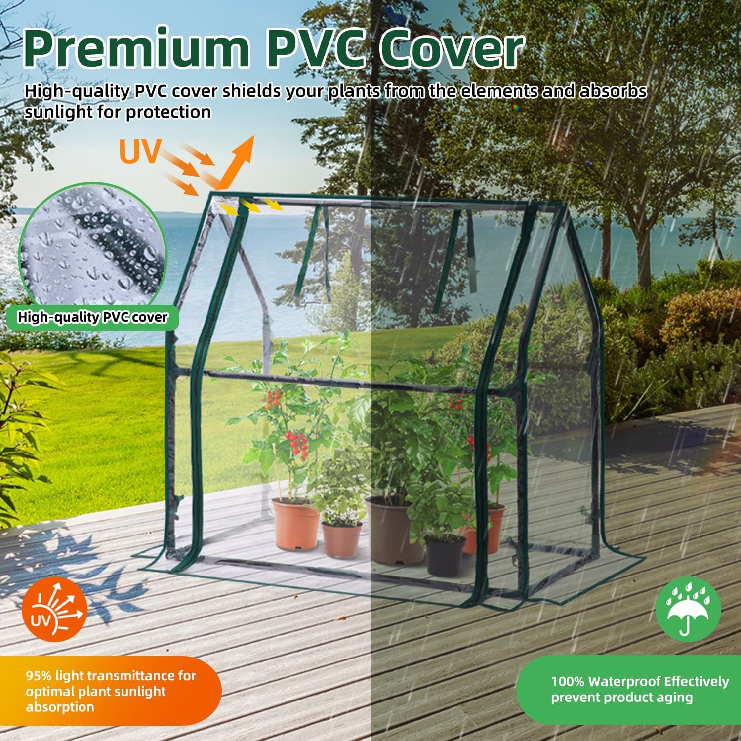 Detalle de Ohuhu Mini Tabletop Greenhouse with Waterproof Pad – Portable humidity dome for small plants & seedling germination