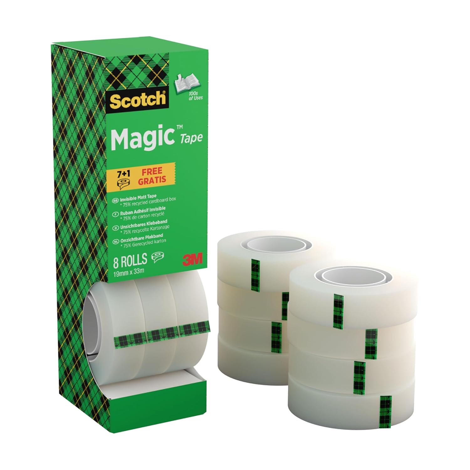 Detalle de Scotch Magic Tape Value Pack, 8 Rolls – 19 mm x 33 m