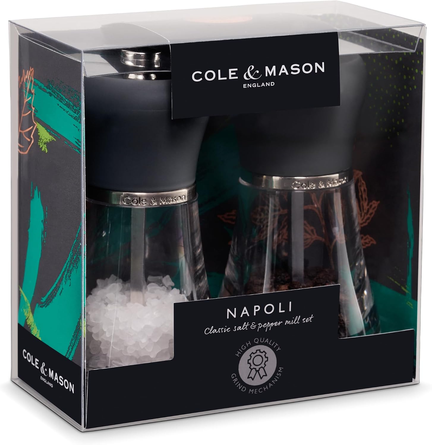 Detalle de Napoli Salt & Pepper Grinder Set by Cole & Mason – Durable Acrylic, 12cm