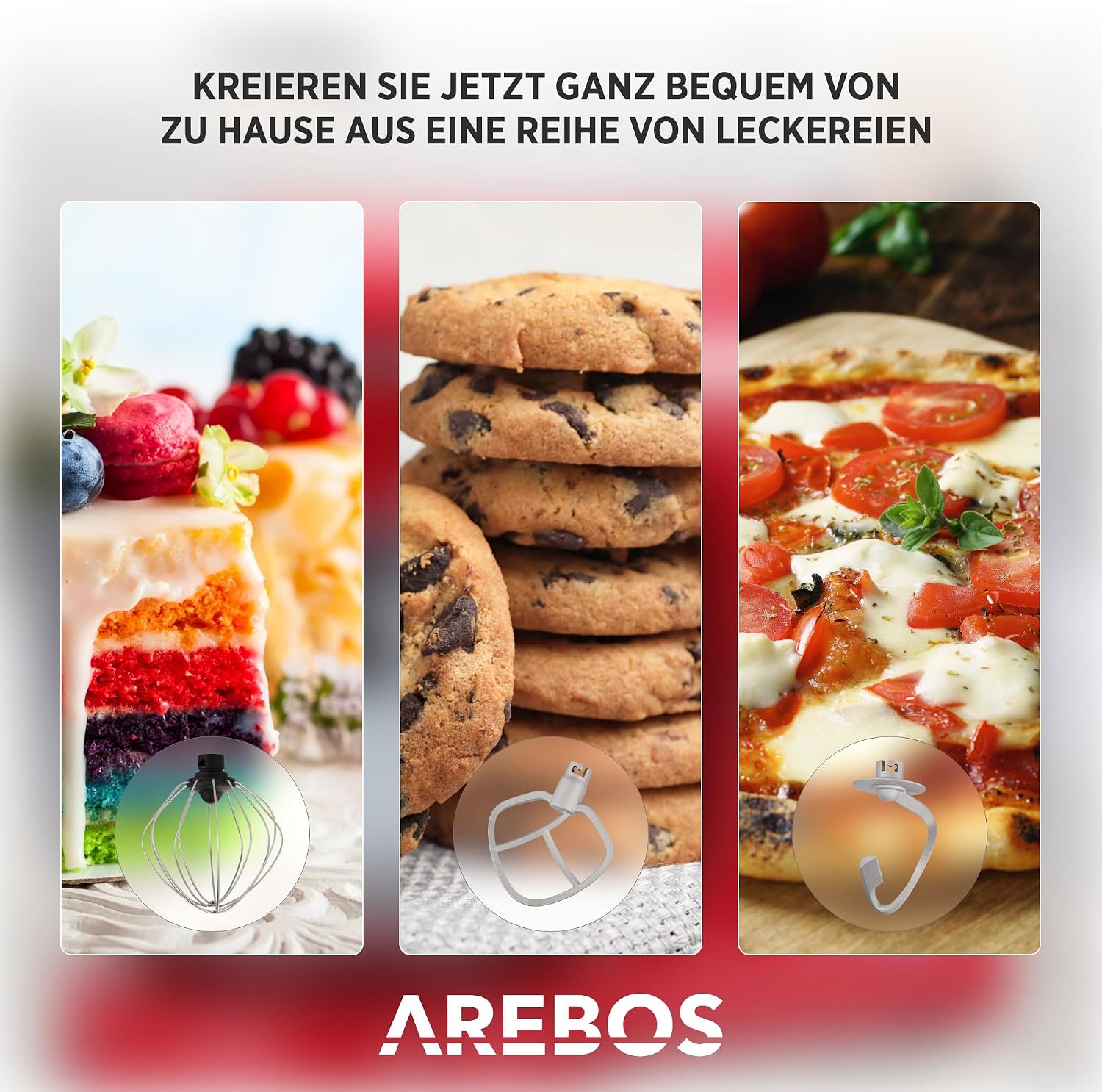 Thumbnail 5 de Arebos Küchenmaschine 1500W mit 2 Schüsseln 🍽