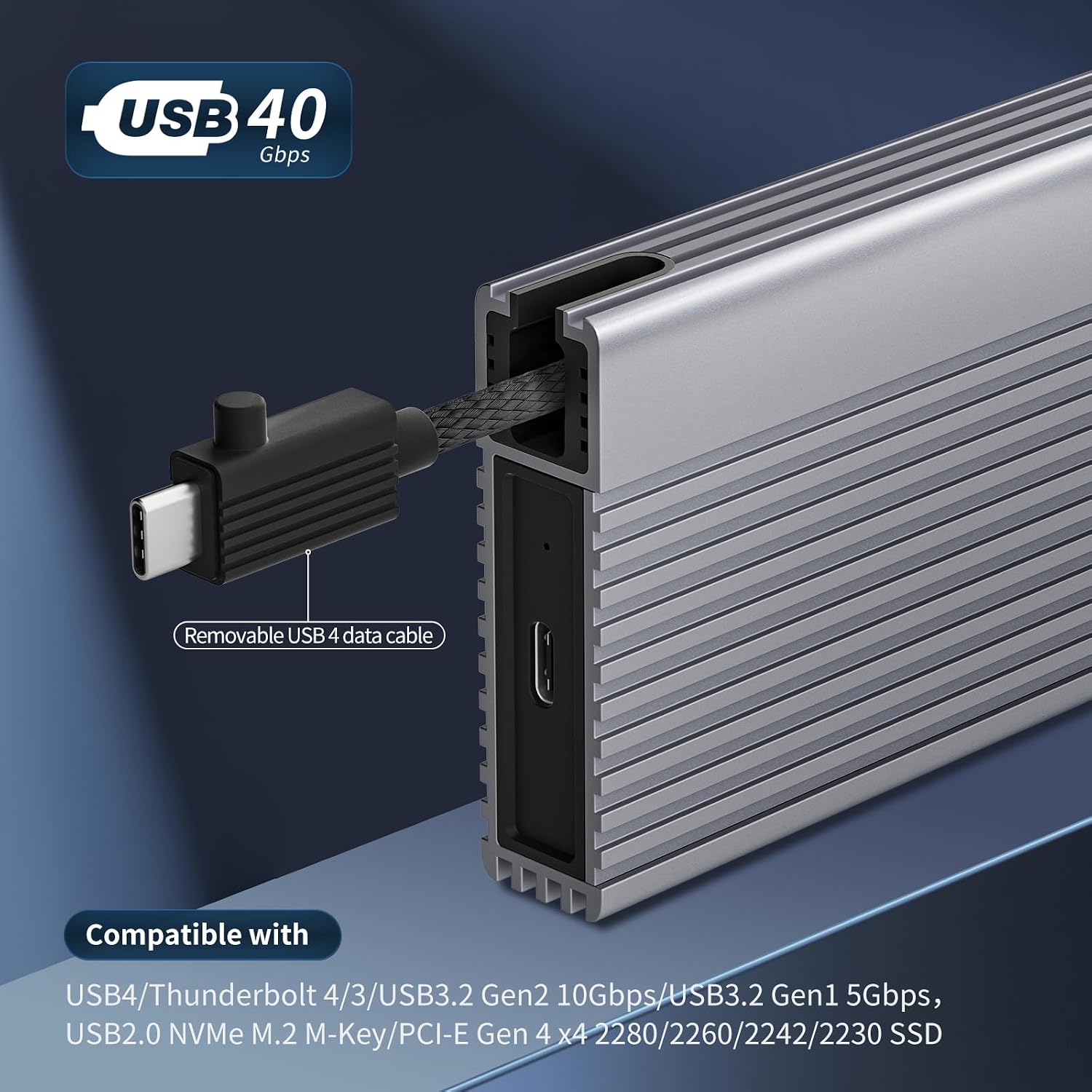 Detalle de ZIKE USB4 M.2 NVMe SSD Gehäuse Z666 (40 Gbit/s) für 2280 M-Key, Thunderbolt 4 kompatibel