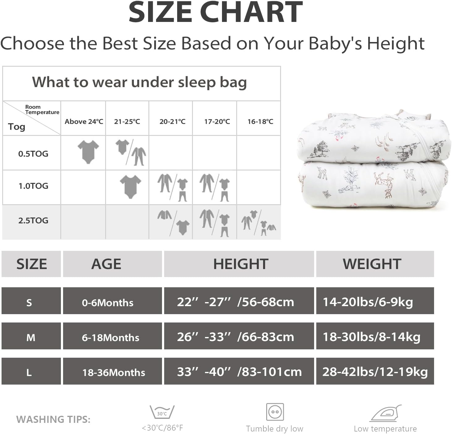 Thumbnail 4 de Mosebears Baby Sleeping Bag 2.5 Tog (bamboo), Forest – toddler wearable sleeping bag for 6–18 months