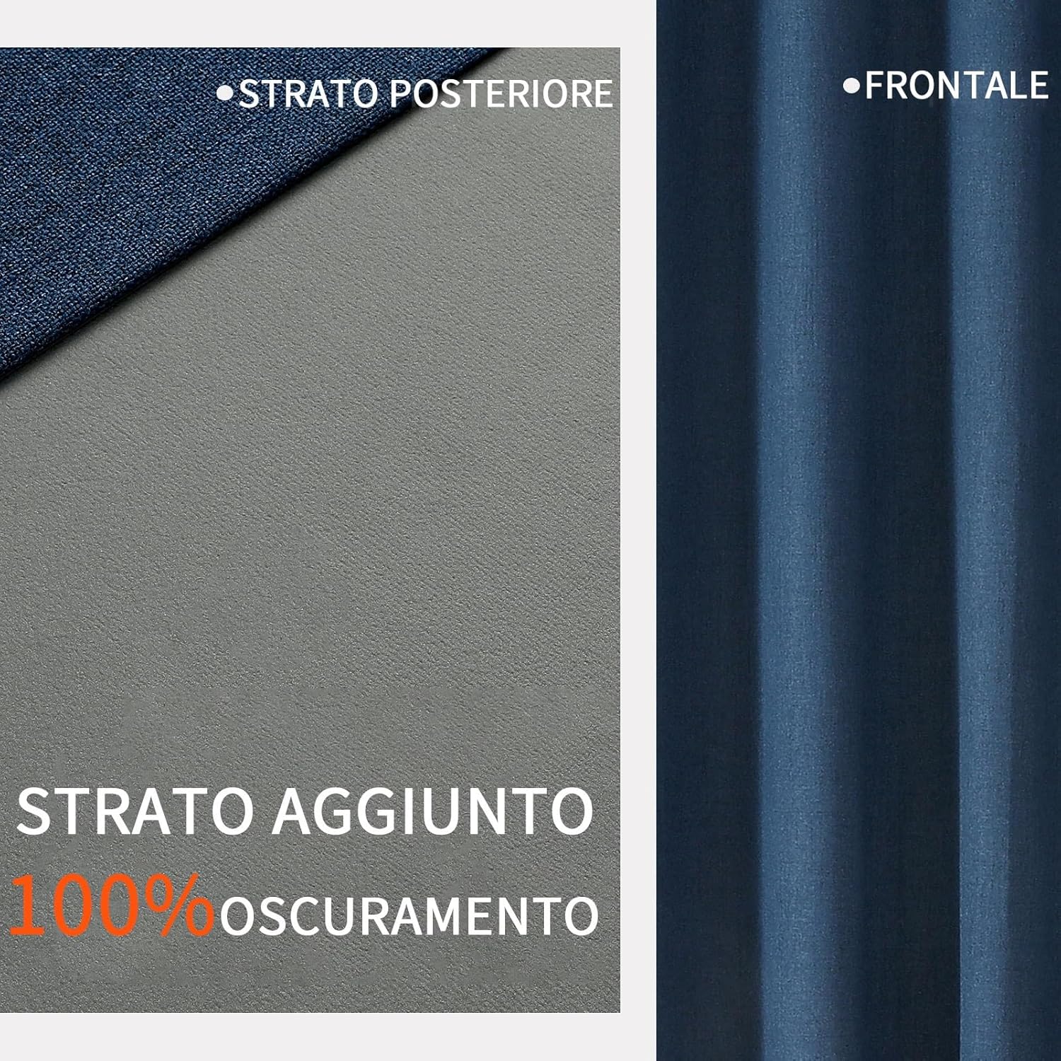 Thumbnail 2 de Joydeco Tende Oscuranti 100% per Interni, 2 Pannelli Lino Sintetico con Occhielli, Blu Reale 140x175 cm
