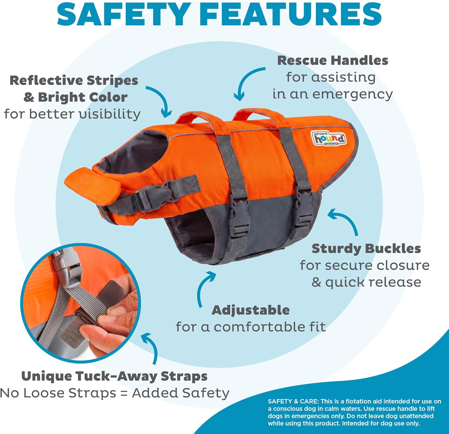 Detalle de Outward Hound Granby Splash Orange Dog Life Jacket, Large