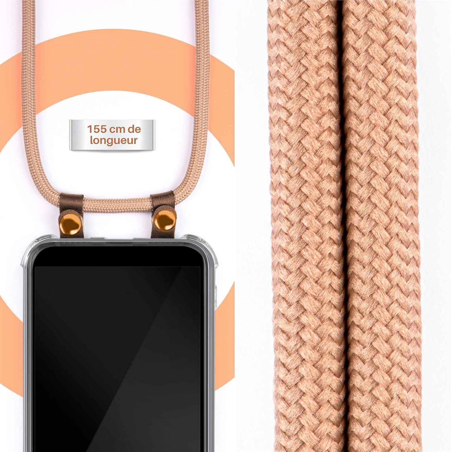 Thumbnail 2 de moex Chaîne pour Samsung Galaxy A25 5G avec coque silicone transparente – doré