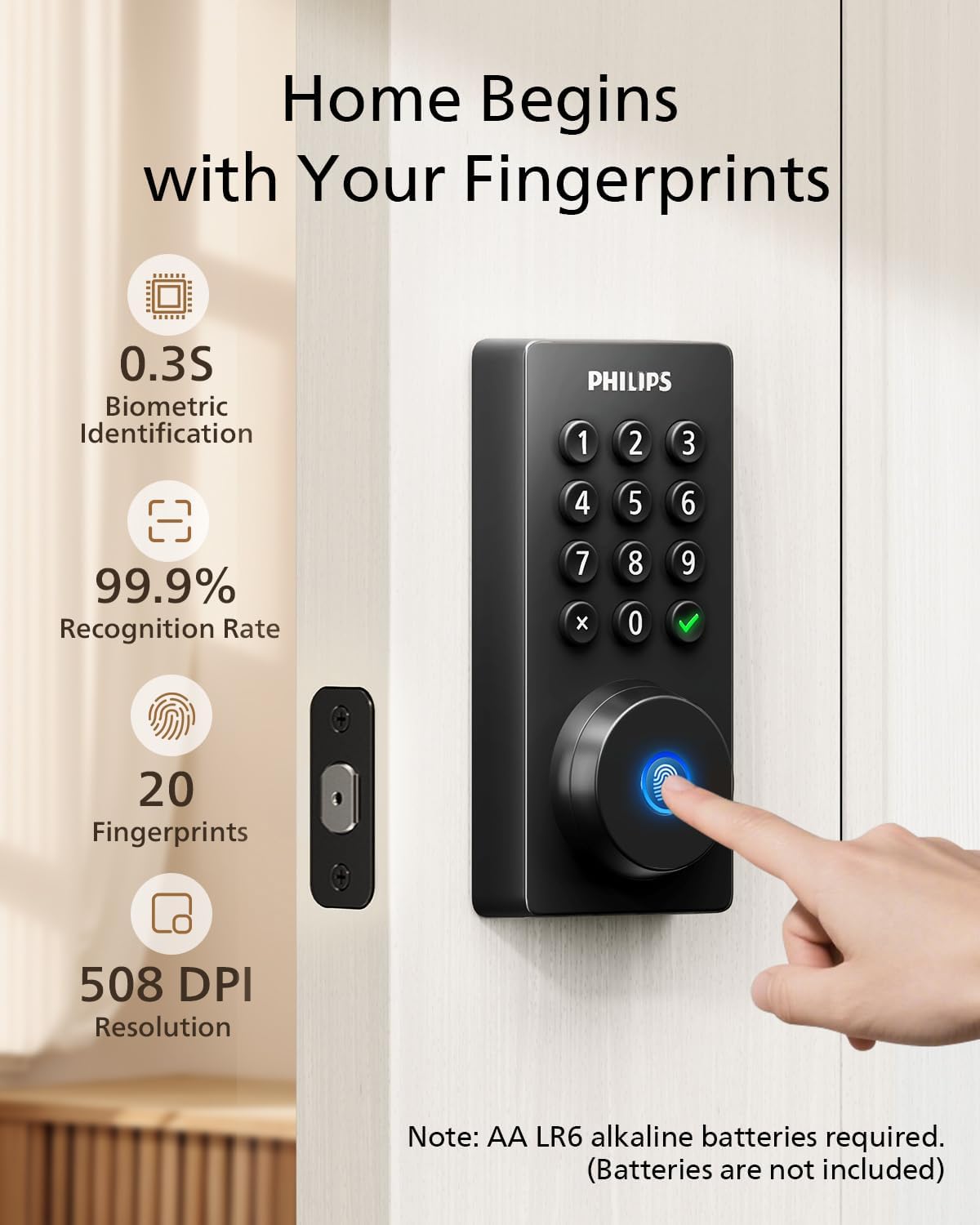 Thumbnail 6 de Philips Wi-Fi Smart Deadbolt Lock with Fingerprint, Passcode and Remote Access