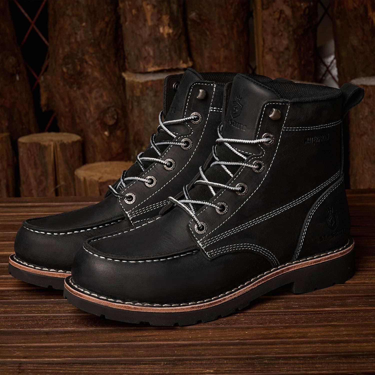Detalle 2 de SL-Saint Bottes Moc Toe imperméables souples en cuir véritable, cousues type welts, cheville – fait à la main