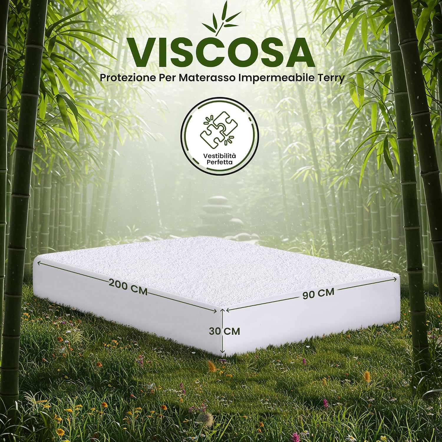 Detalle de Utopia Bedding coprimaterasso singolo impermeabile 90 x 200 x 30 cm in viscosa con elastico tutto intorno