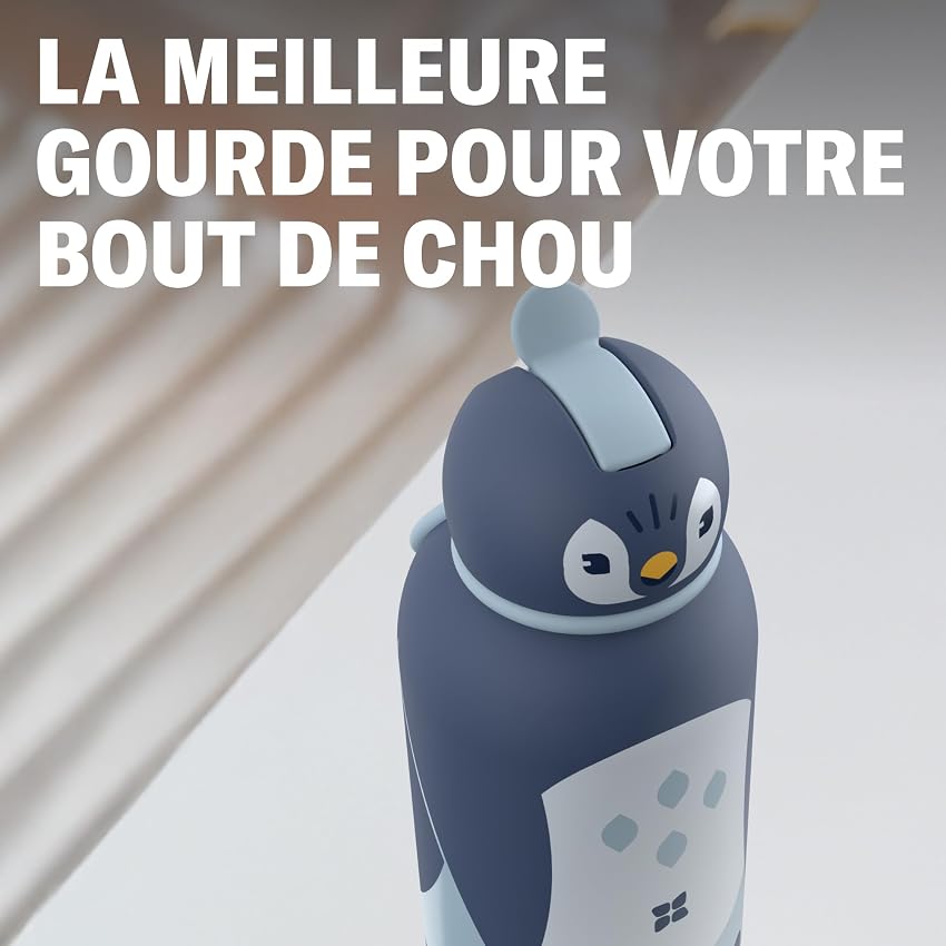 Detalle 2 de waterdrop® Gourde Enfant Inox 400ml – Bouteille isotherme sans BPA ⚡