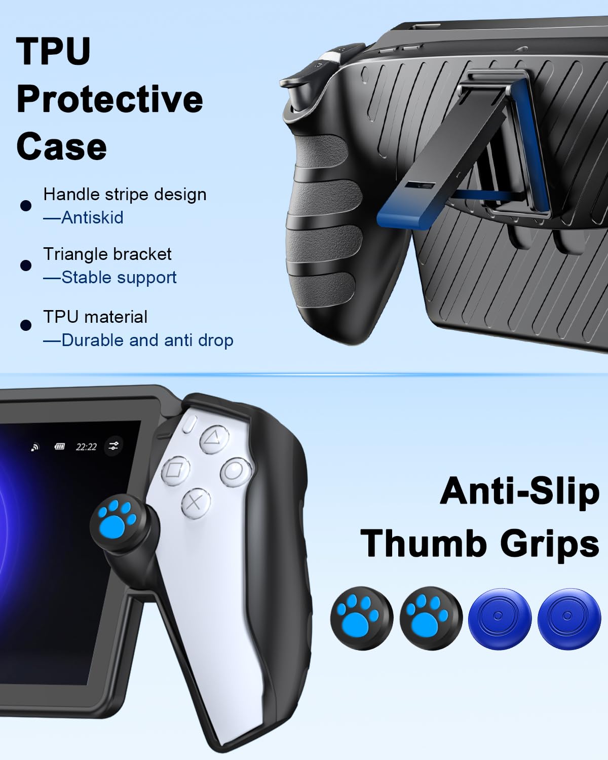 Thumbnail 5 de KOVA 13 in 1 Accessories Set for PlayStation Portal Remote Player (Blue) with Carrying Case, Charging Dock, TPU Shell, Screen Protectors & More