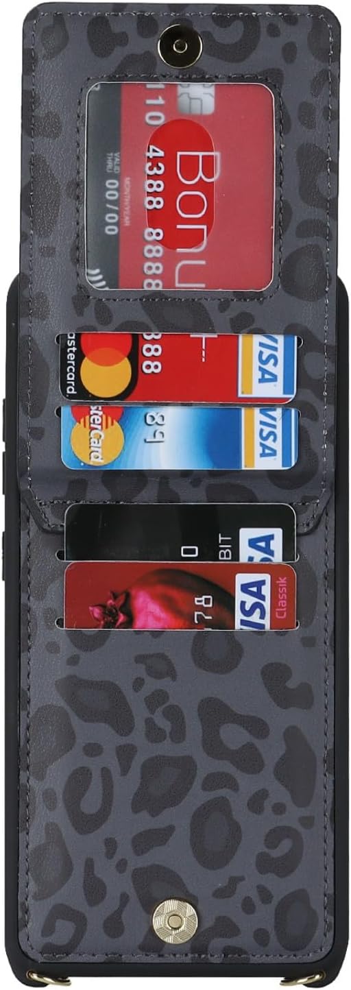 Detalle de Zouzt Wallet Case with Cord and Card Holder for Samsung Galaxy S20 FE (Black Leopard)