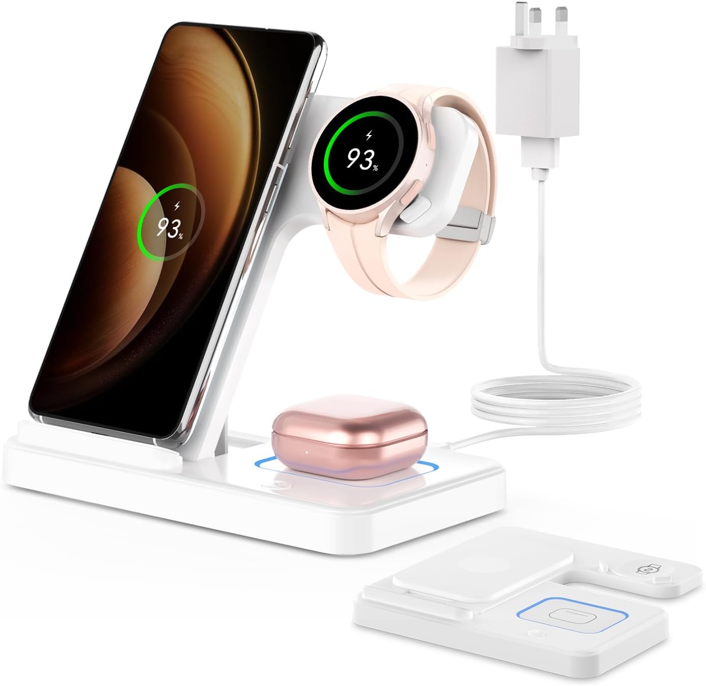 Thumbnail 6 de GEEKERA 3-in-1 Wireless Charger Dock for Samsung phones, Galaxy Watch & Galaxy Buds (Foldable, Black)