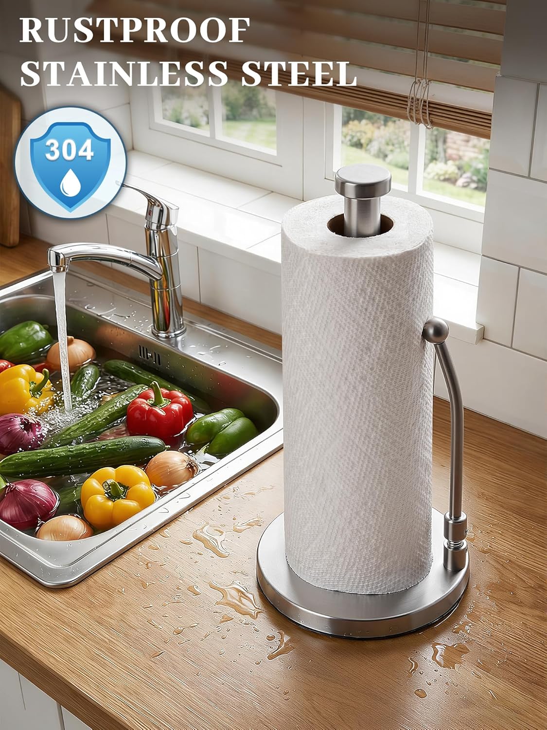 Thumbnail 2 de SMARTAKE Stainless Steel Paper Towel Holder with Weighted Base and Non-Slip Suction