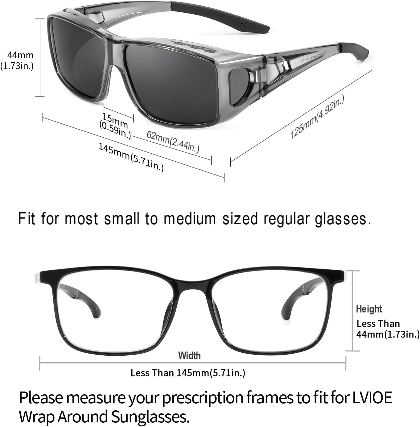 Thumbnail 4 de LVIOE Unisex Polarisiert Überzieh-Sonnenbrille für Brillenträger (Fit-Over) mit UV-Schutz