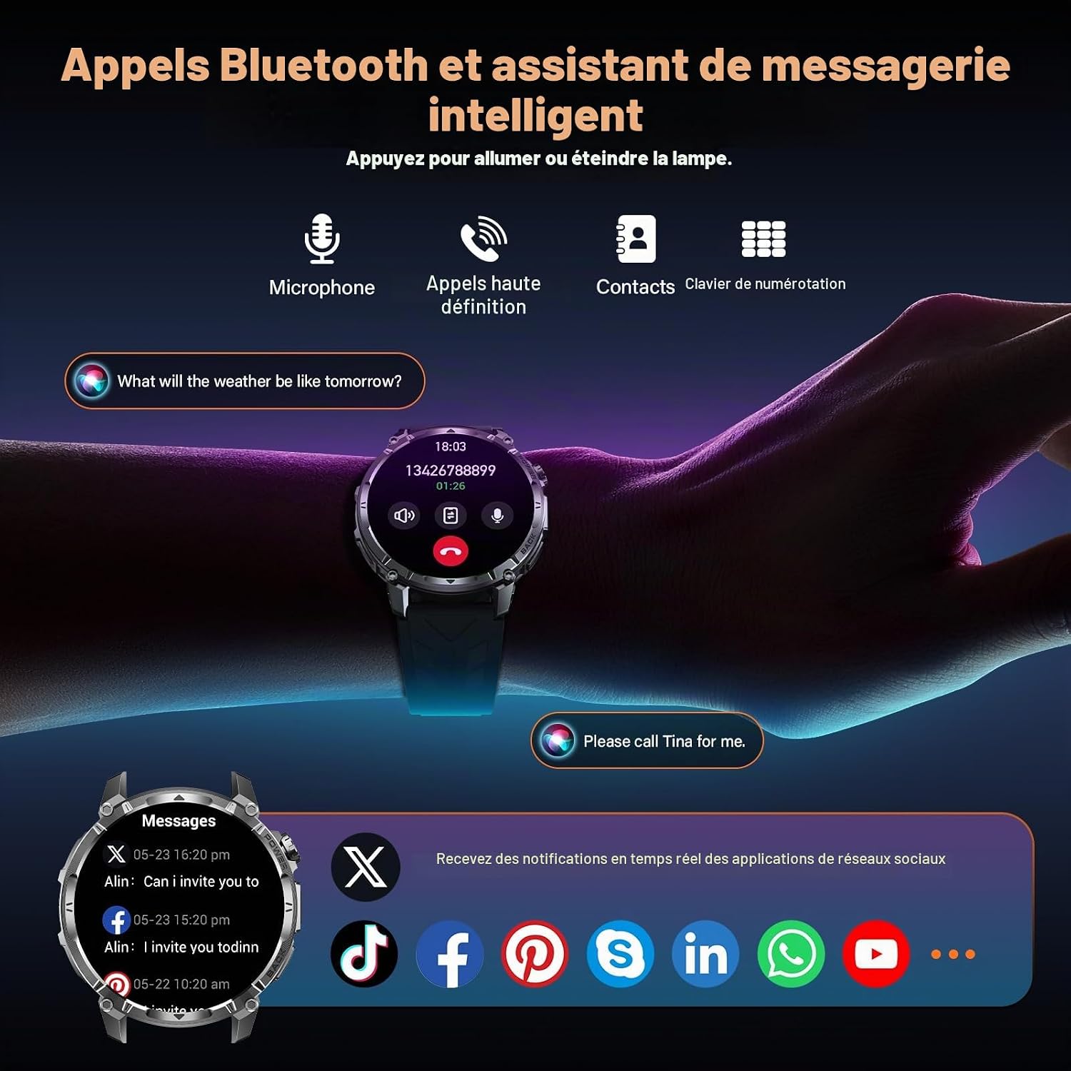 Thumbnail 3 de SLOKSFil iw12 smartwatch met 1,7 inch-scherm, ledlamp en 110+ sportmodi