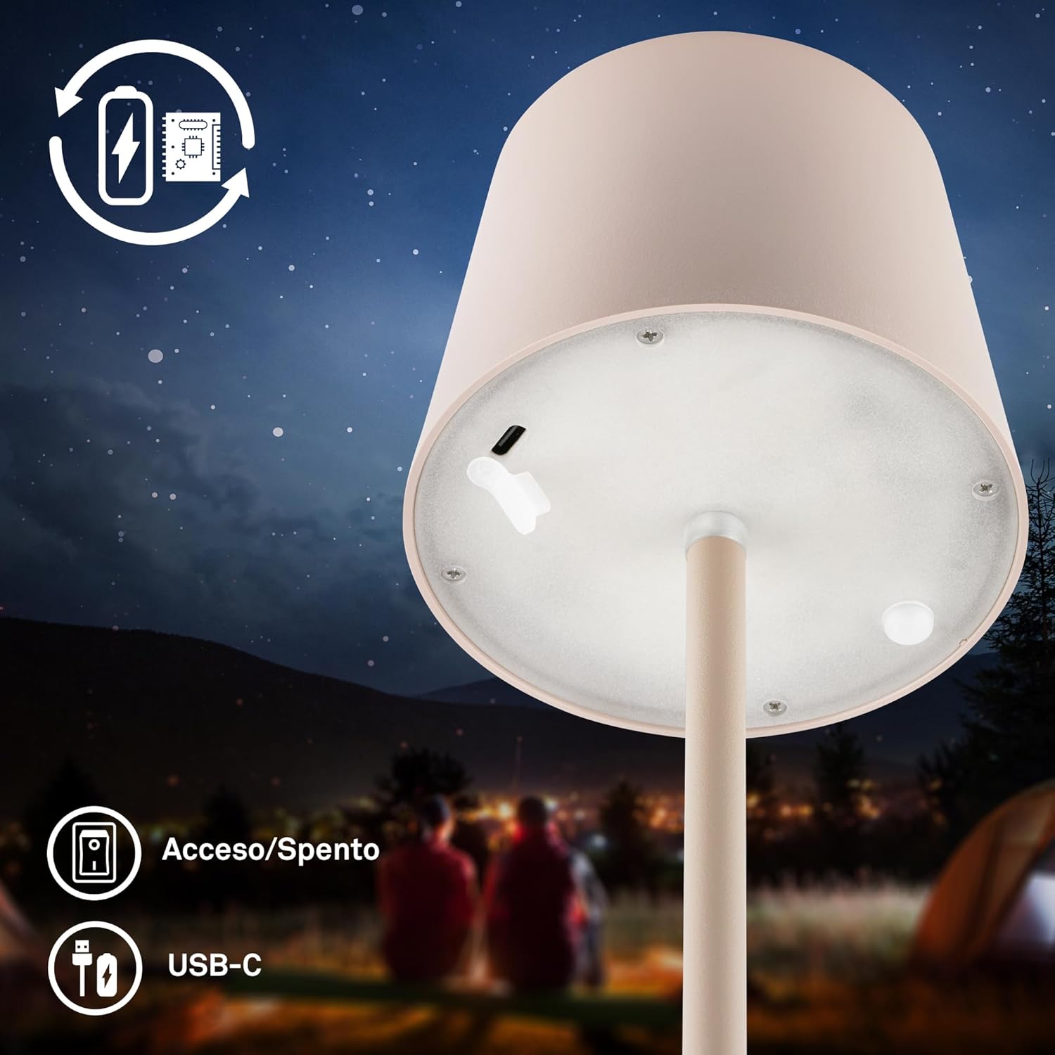 Thumbnail 3 de BRILONER Lampada da Tavolo LED Ricaricabile Wi-Fi? No, Wireless con Dimmer Continuo e IP44 — Design Beige