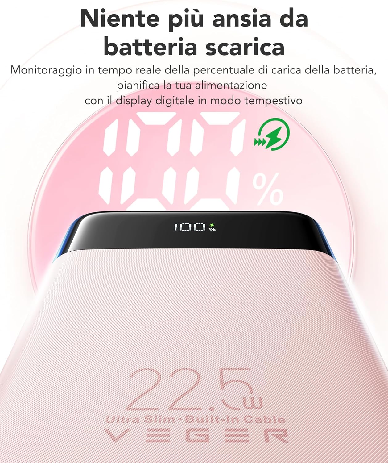Thumbnail 6 de VEGER Power Bank 10000mAh con Cavi Integrati: ricarica rapida da 22,5W e 4 uscite in un formato sottile