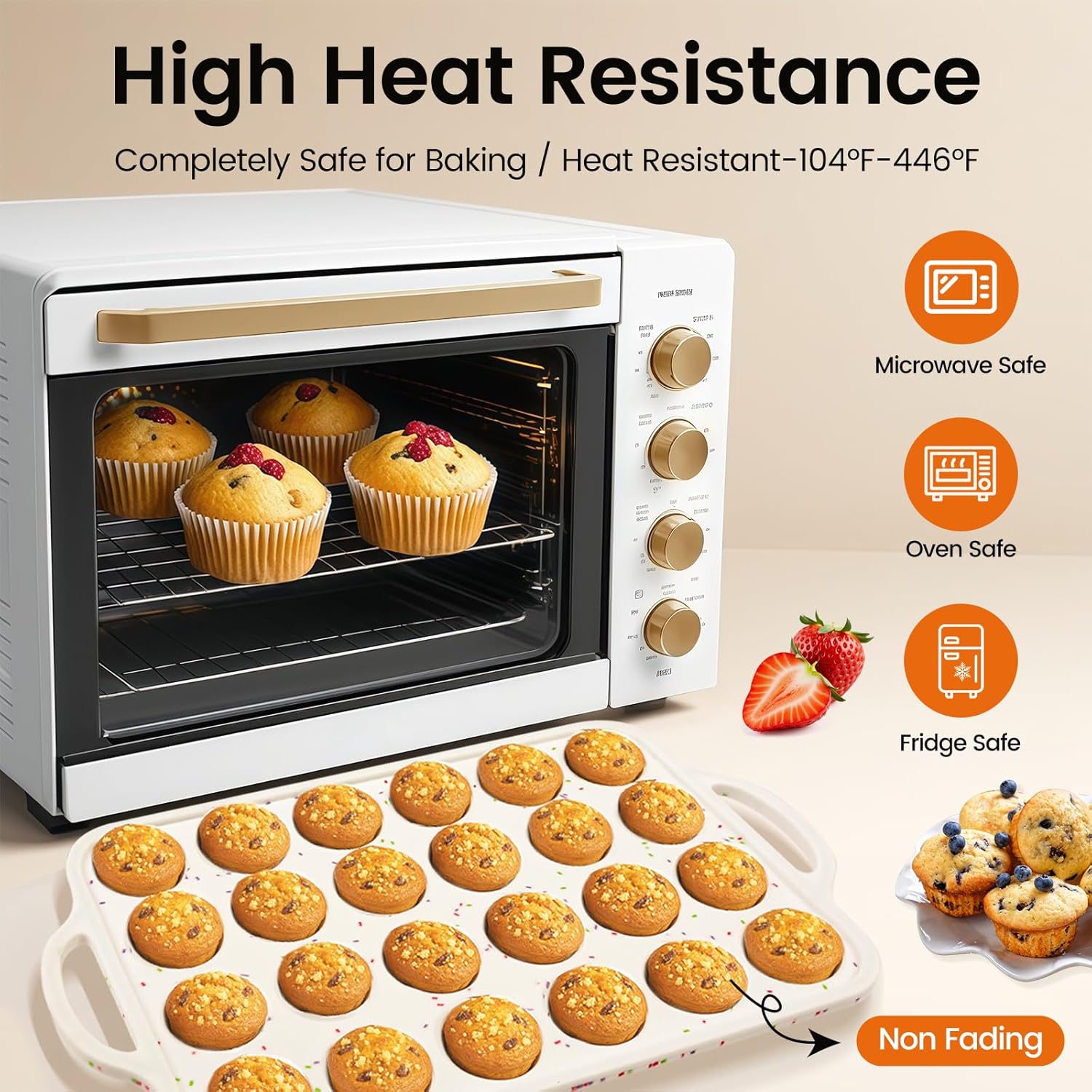 Thumbnail 4 de Fimary Silicone Mini Muffin Pan With Metal Reinforced Frame – 24 Cups, BPA Free, Non-Stick, Oven Safe