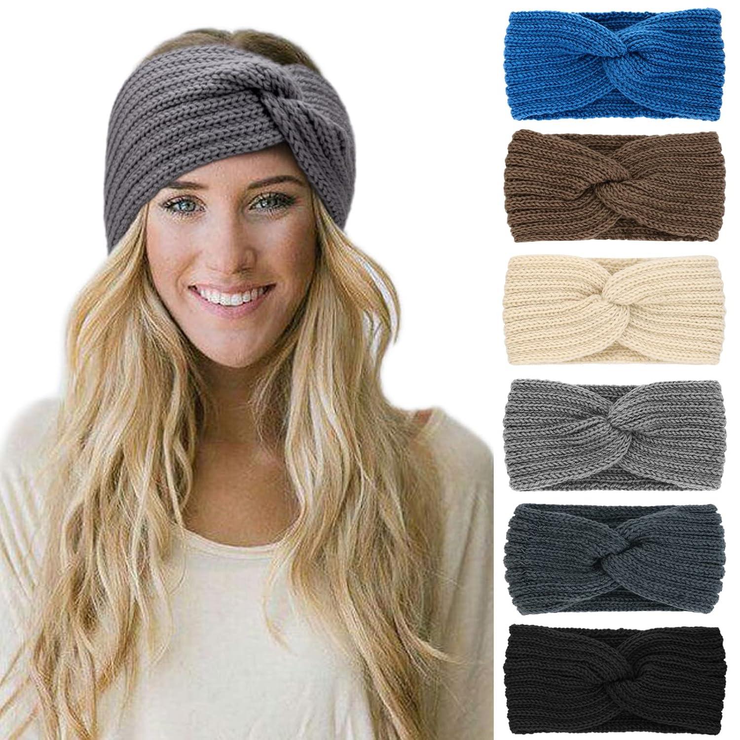 Detalle de DRESHOW Stirnband 6 Stück Winter Stirnband Damen