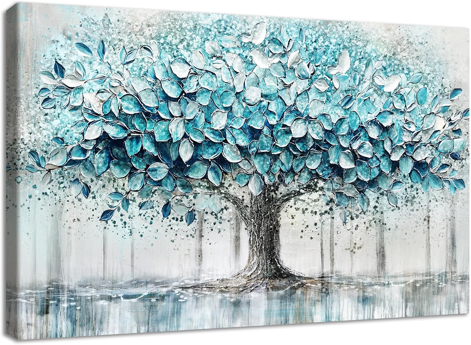 Thumbnail 6 de Weiß Gold Blühende Bäume – Große Leinwand mit Rahmen 120x80 cm
