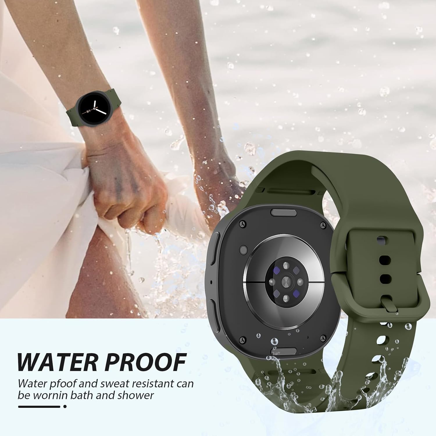 Detalle de DMVEIMAL Sport Straps for Samsung Galaxy Watch 8: No Gap Silicone Band for 40/44mm and 46mm Classic