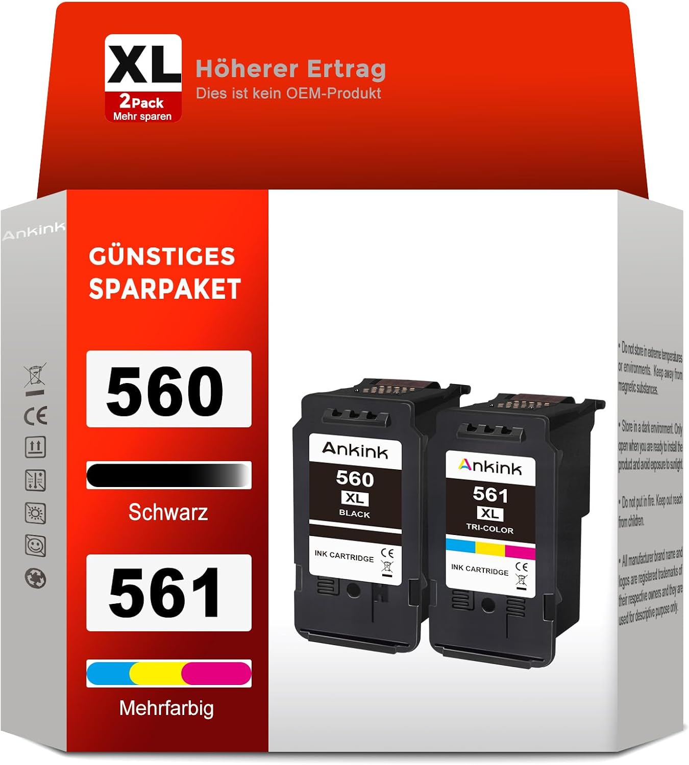 ANKINK 560XL/561XL Schwarz 2er-Pack