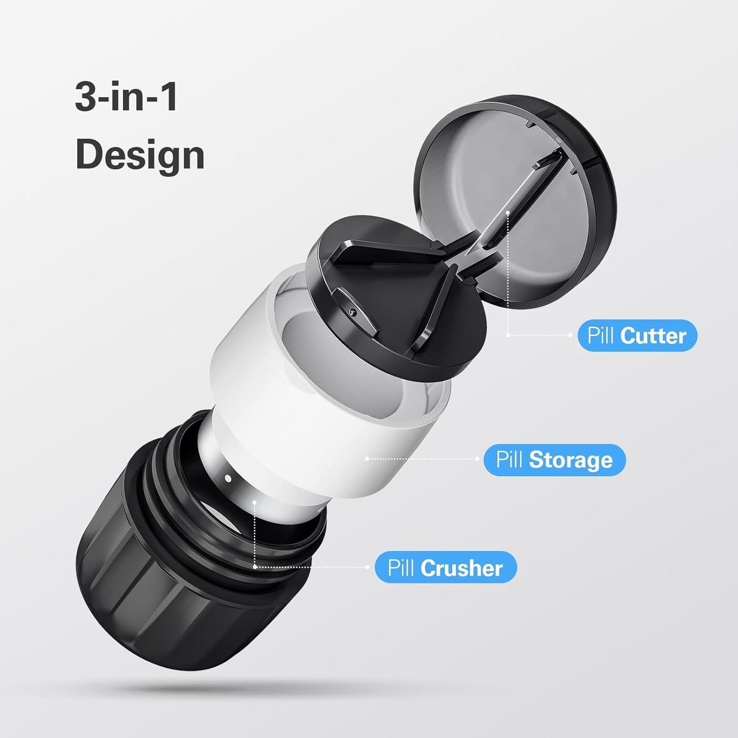 Detalle de 3-in-1 Pill Crusher for Tablets: Stainless Steel Grinding Head with Built-in Storage