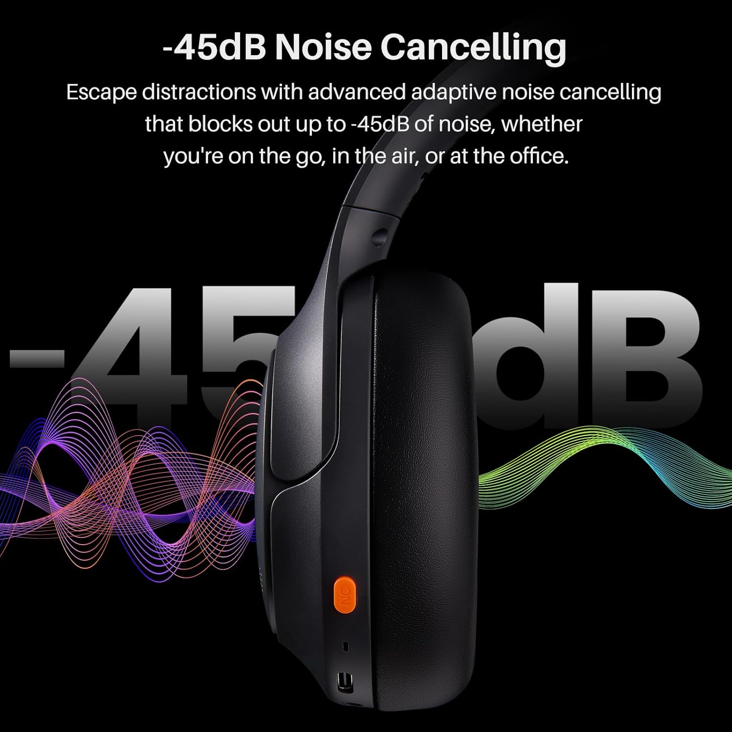 Thumbnail 1 de TOZO HT3 kabellose Bluetooth-Over-Ear-Kopfhörer mit ANC, 5 Mics und bis zu 90 Std. Laufzeit (Dunkel Schwarz)