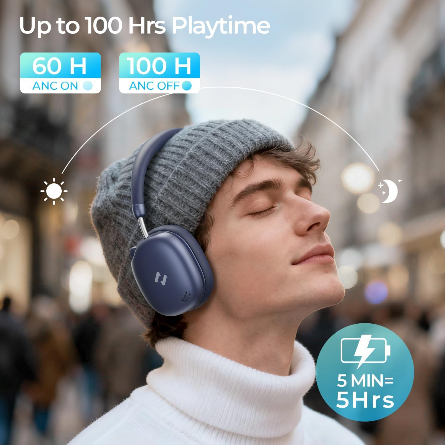 Thumbnail 1 de havit Space S1 Adaptive Active Noise Cancelling Over-Ear-Kopfhörer (LHDC, Bluetooth 6.0, 5-Mikrofon-ENC, bis 100 Std.)