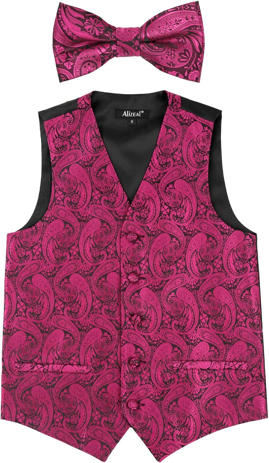 Thumbnail 1 de Alizeal Boys Classic Paisley Bow Tie and Suit Vest Set