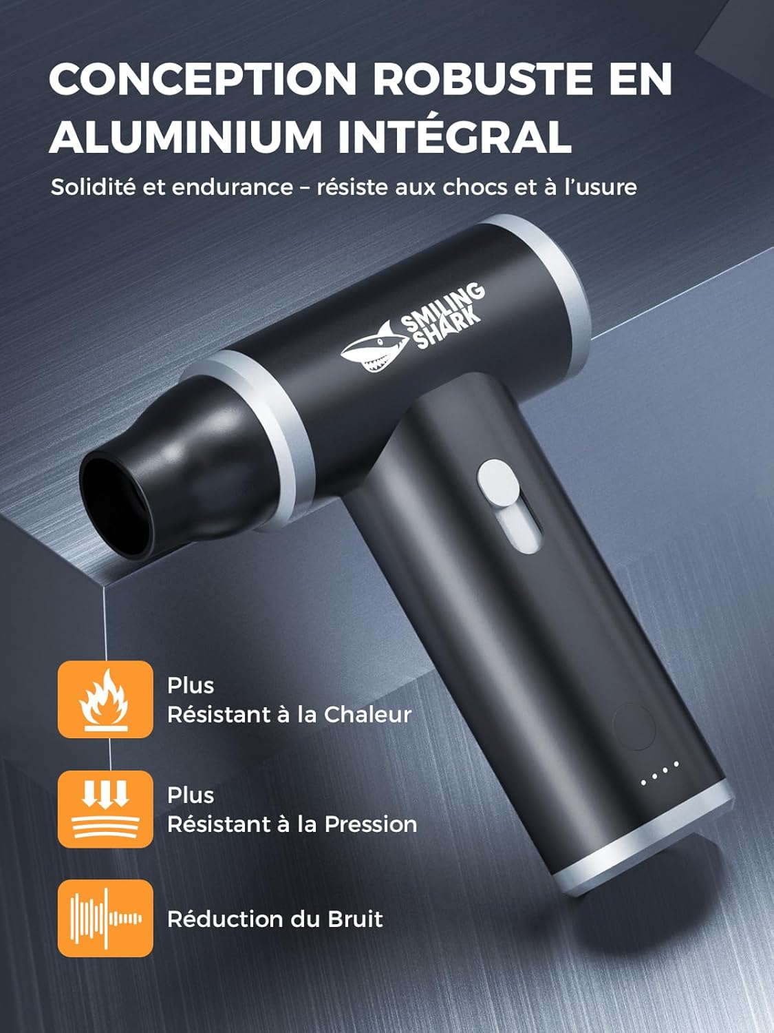 Thumbnail 3 de Souffleur d’air comprimé Smiling Shark J-01 (alliage d’aluminium) sans fil pour dépoussiérer PC, voiture et camping