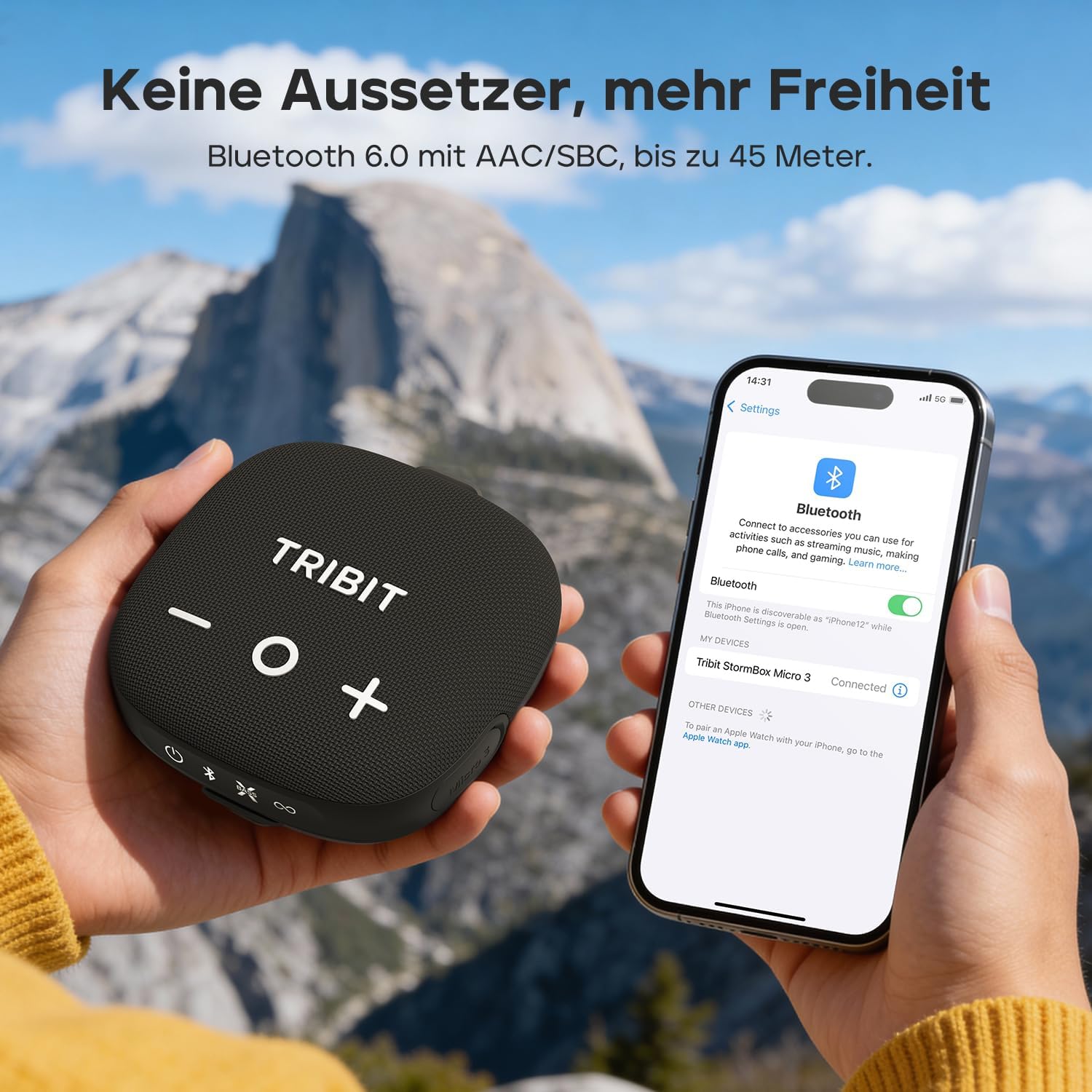 Detalle de Tribit StormBox Micro 3: kompakter Bluetooth-Lautsprecher mit XBass, IP68 und 24 Stunden Laufzeit