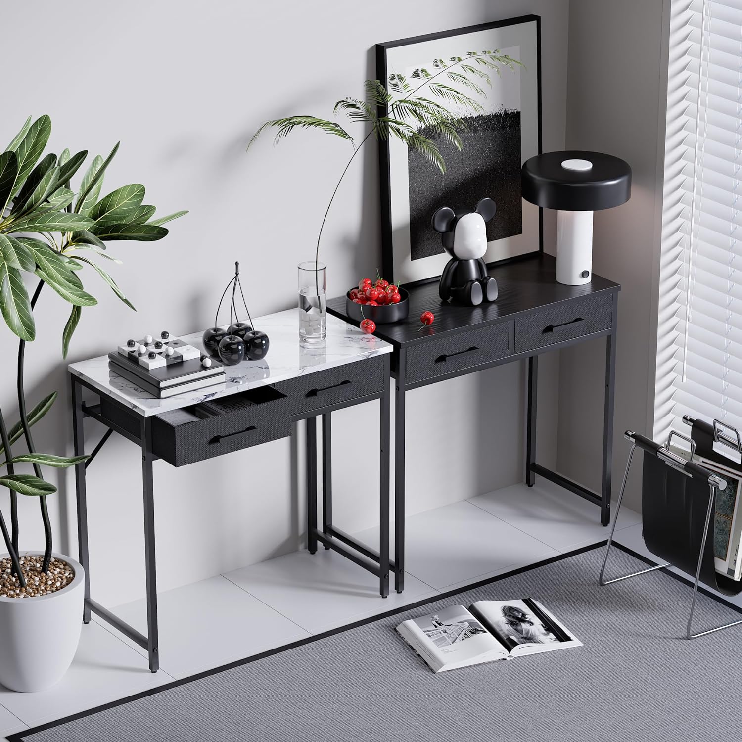 Detalle 2 de Pamray 32 Inch Small Computer Desk with 2 Drawers — Compact, sturdy, and versatile for small spaces