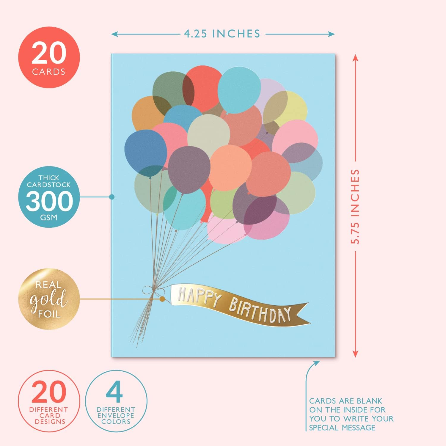 Thumbnail 1 de Sweetzer & Orange Happy Birthday Cards with Envelopes & Assortment Box (20-card variety pack)
