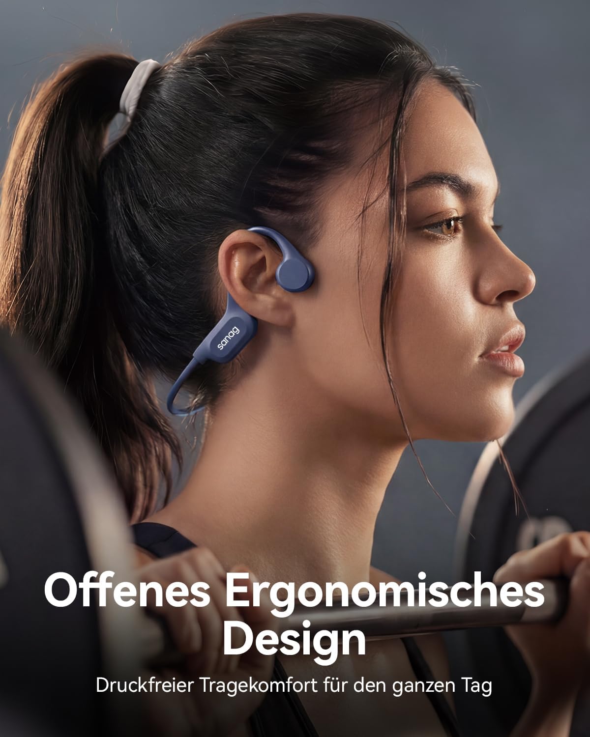 Detalle de SANAG Knochenschall Sportkopfhörer – Open-Ear, Bluetooth 5.3, IP68, 8 Std. Wiedergabe