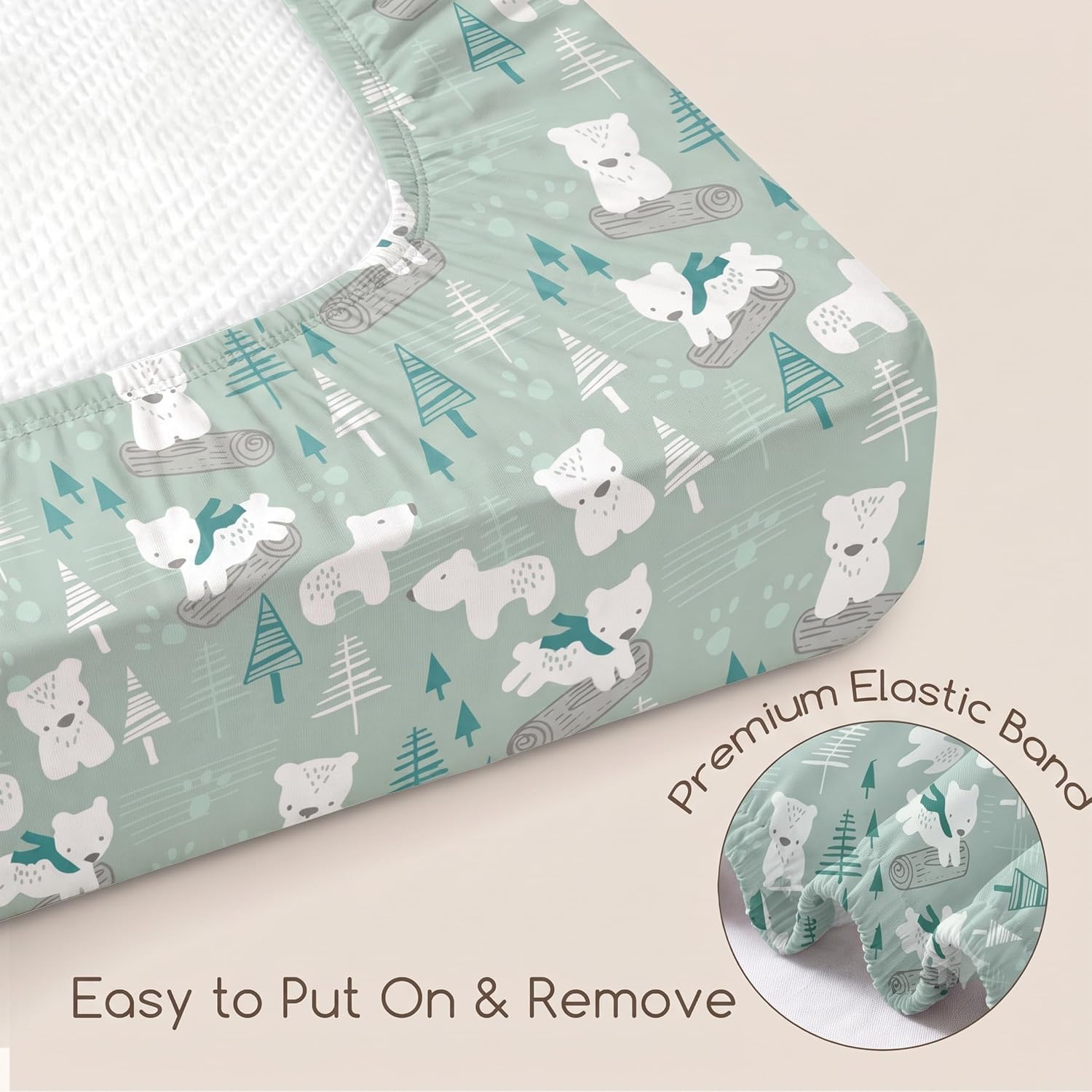 Detalle 1 de Civarua Kids 3-Pack Pack and Play Sheets, 38 x 26-Inch Marine Animals
