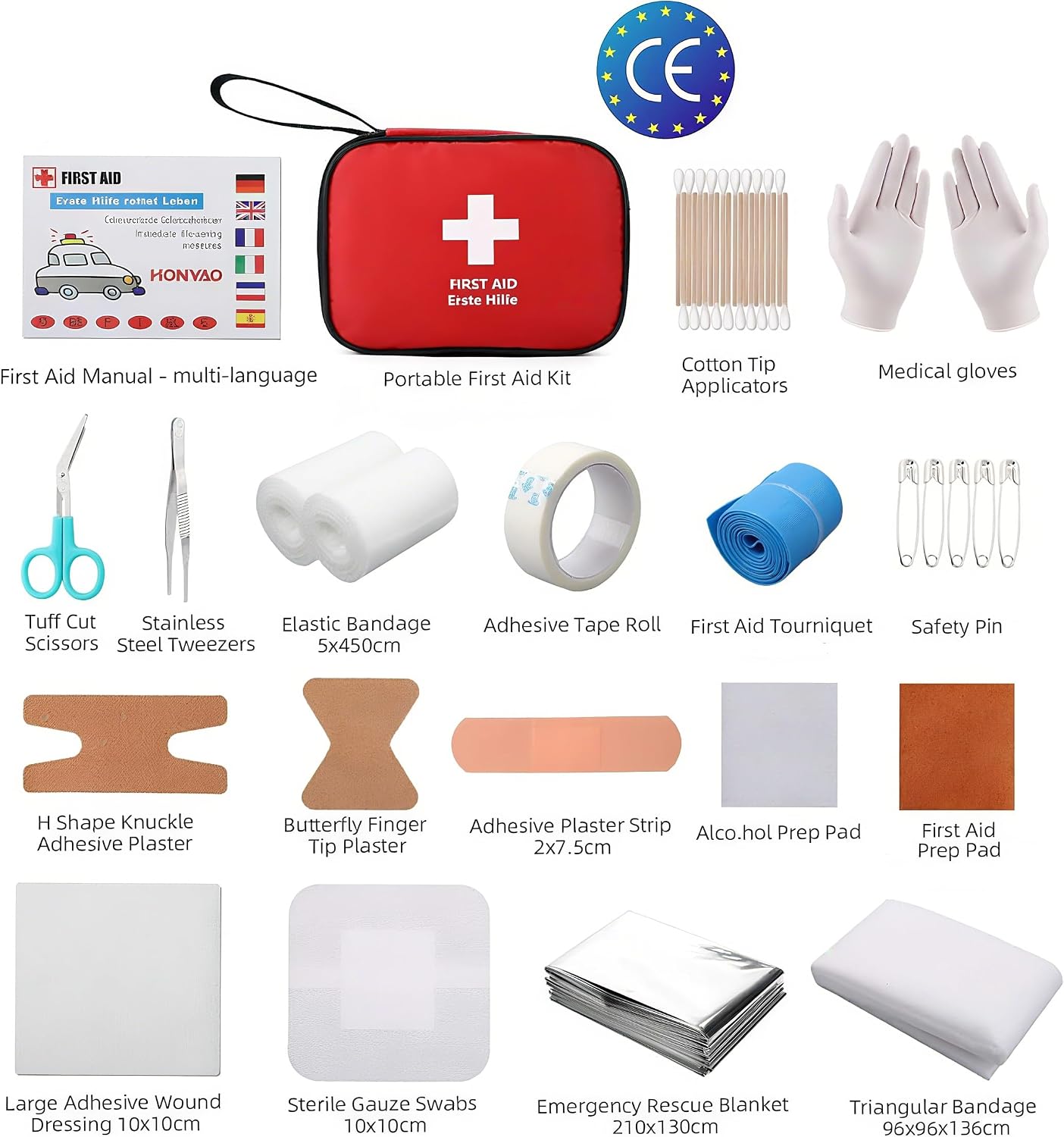Detalle de HONYAO Mini EHBO-set 90-delig, compact nylon etui van 15 x 12 x 5 cm
