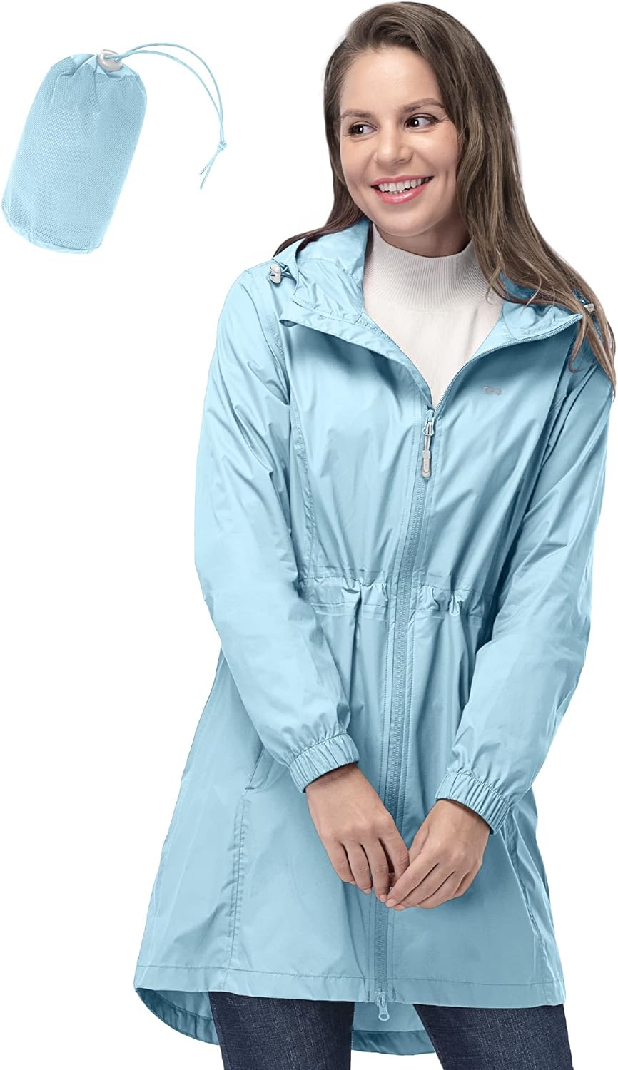 Thumbnail 6 de 33,000ft Women’s Lightweight Hooded Rain Jacket – Waterproof Packable Long Rain Coat