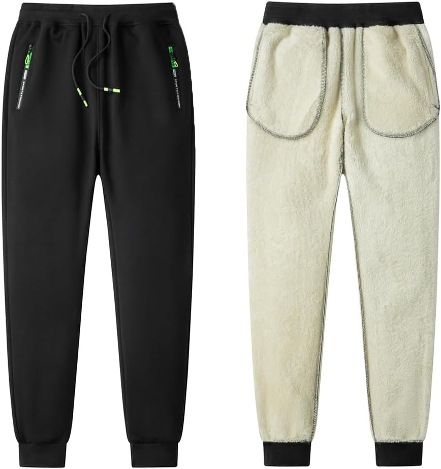 Detalle de ZOXOZ Men’s Fleece Lined Sherpa Joggers – water-resistant thermal tracksuit bottoms