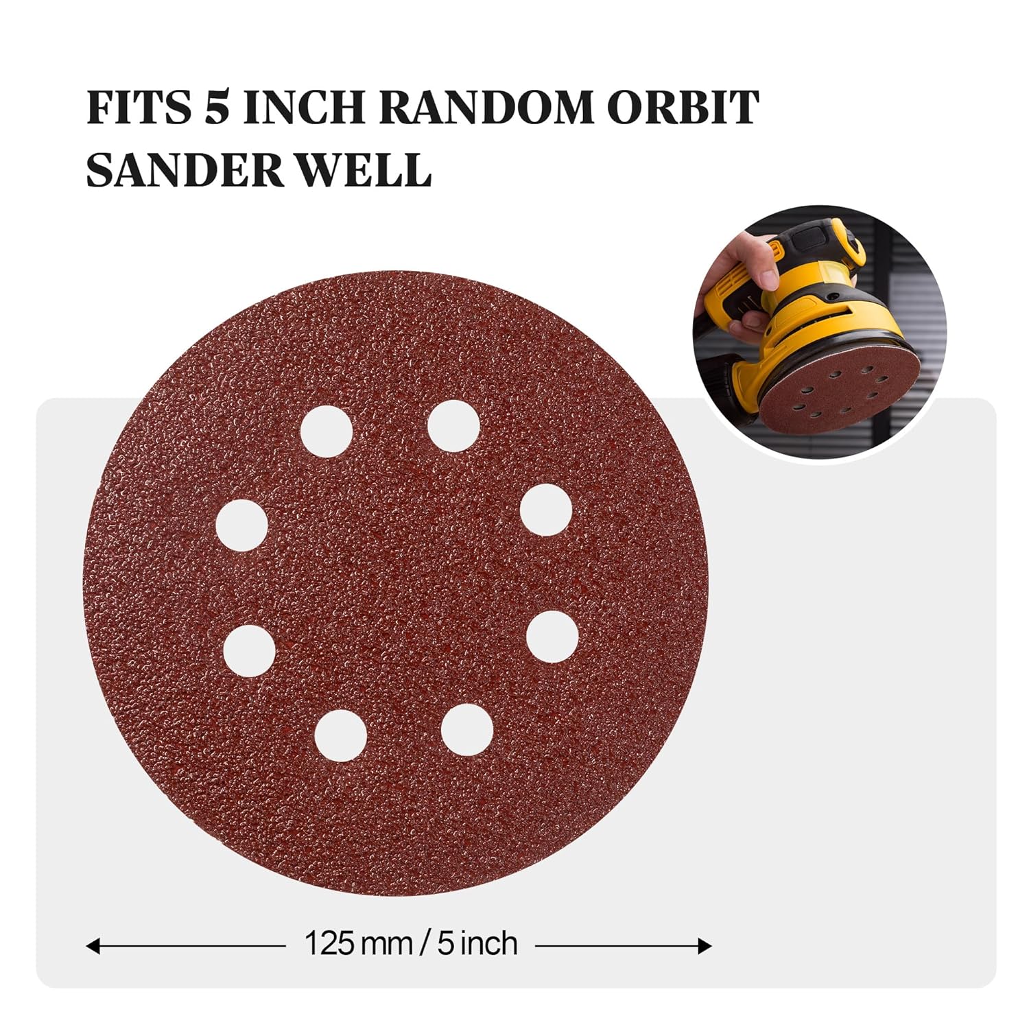Detalle 2 de Selead 120 Stück Schleifpapier 125 mm Klett Profi (8-Loch) Körnung P40–600 für Exzenterschleifer