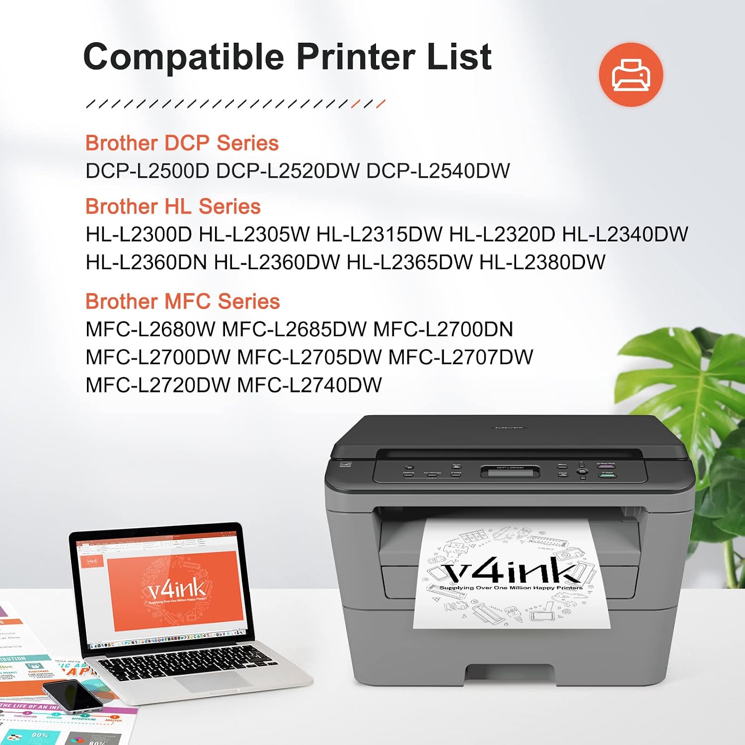 Detalle 2 de v4ink TN660 Compatible Black Toner Cartridge 3-Pack for Brother Printers