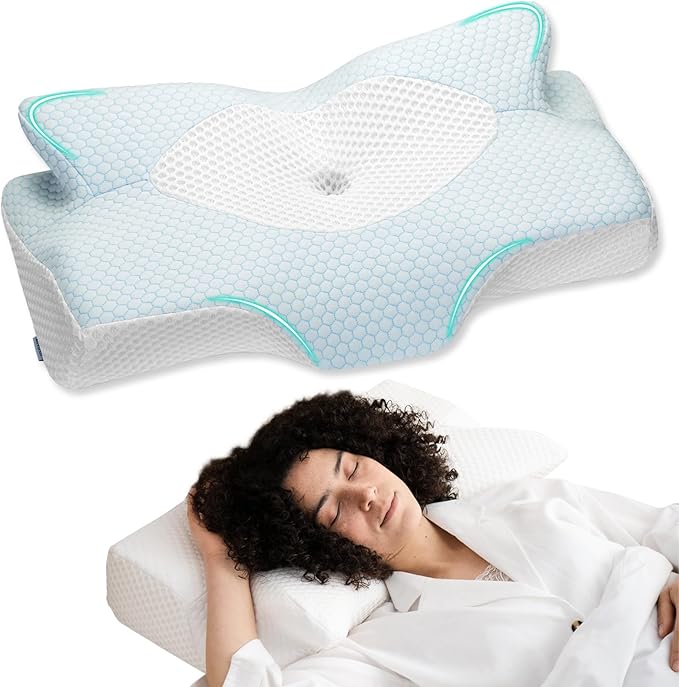Detalle de Elviros Almohada Cervical Memory Foam 💤 64x40x13/11.5 cm