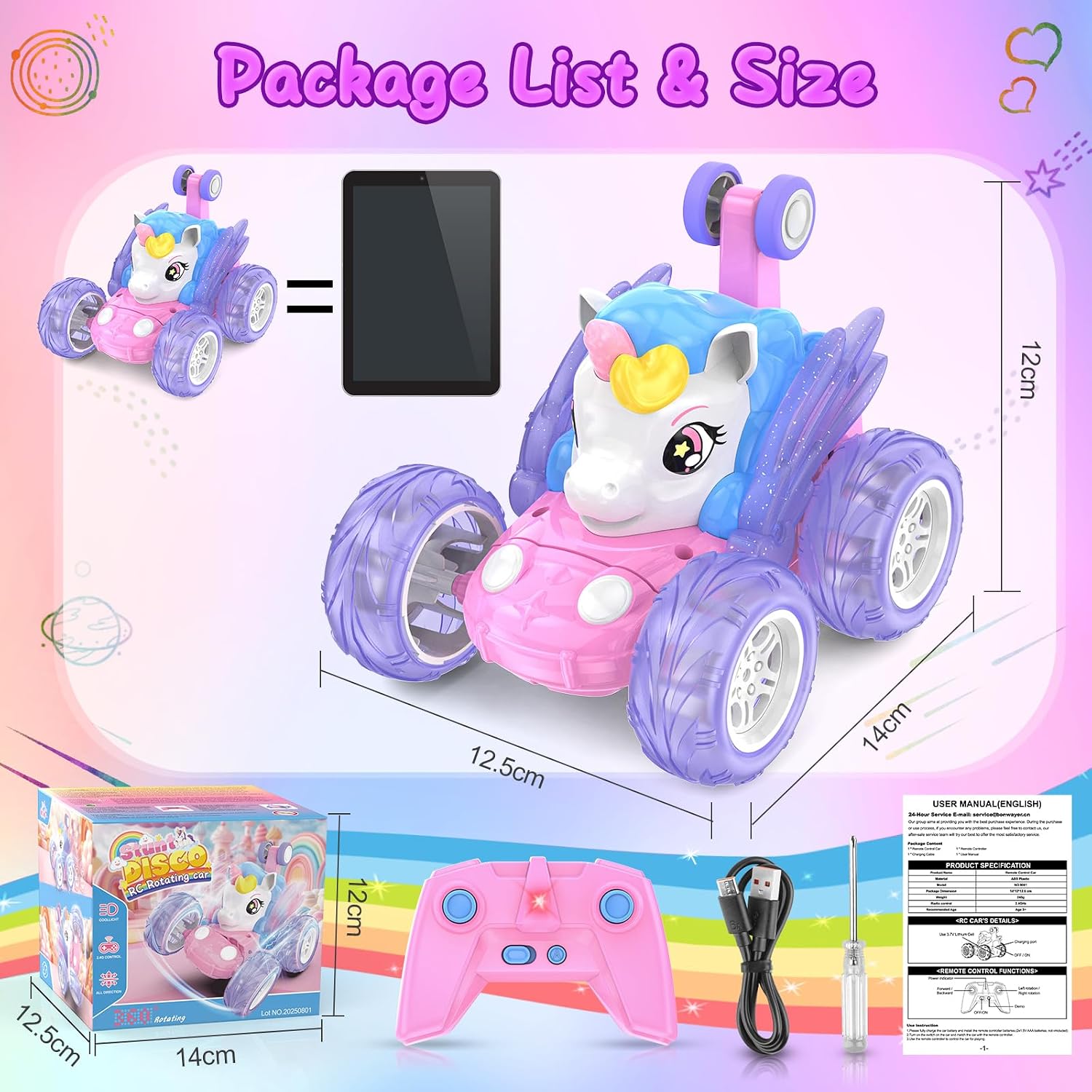 Thumbnail 5 de Unicorn Remote Control Car for Girls 3 4 5 6 7 8 9 Years Old, Pink Monster Truck with Colourful Light RC Stunt Car Kids Toy Age 3+ Xmas/Christmas Birthday Gift Present Stocking Filler Outdoor Game
Unicorn Remote Control Car for Girls 3 4 5 6 7 8 9 Year…