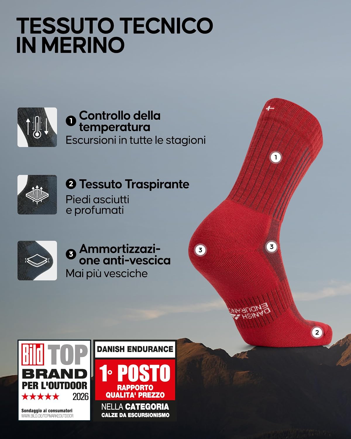 Thumbnail 1 de DANISH ENDURANCE calze trekking in lana merino 2 paia