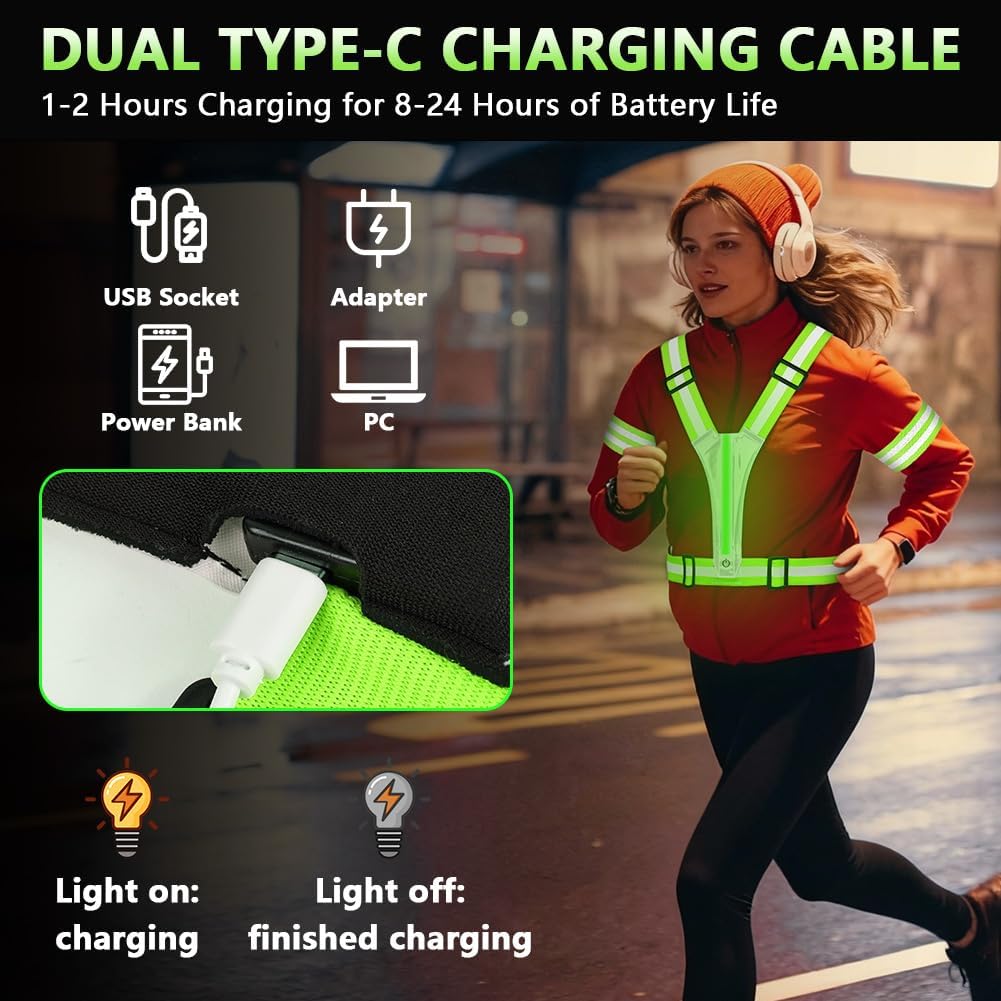 Thumbnail 3 de Adiwo LED Gilet Catarifrangente Running: Gilet Luminoso USB-C per Corsa, Trekking e Ciclo