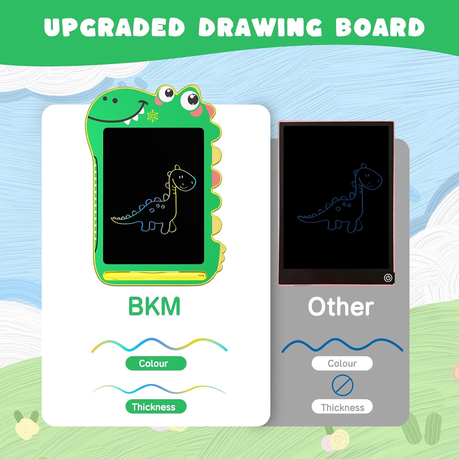 Detalle 2 de BKM 8.5-inch LCD Writing Tablet for Kids (Dinosaur Doodle Board) with Screen Lock & Erase Button