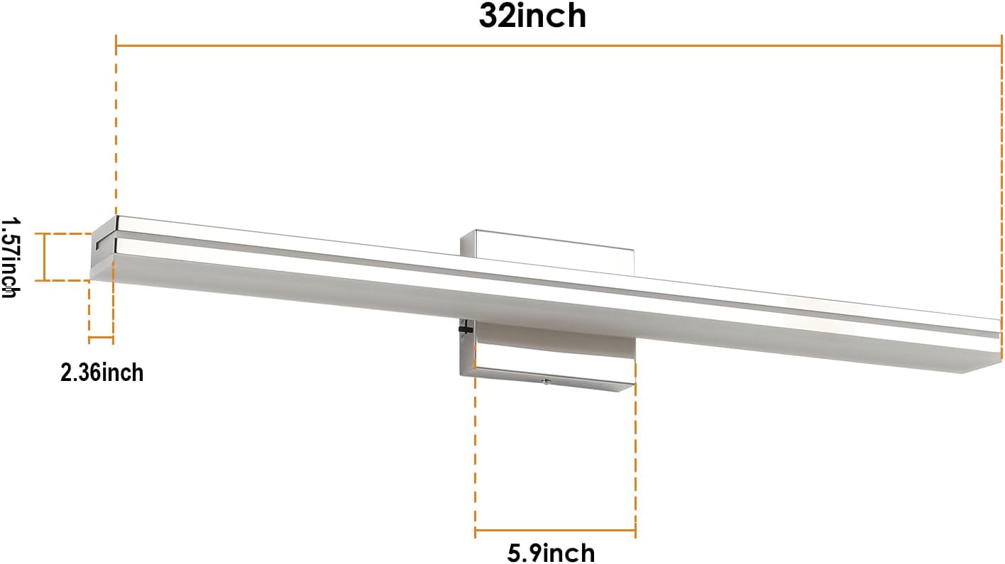 Detalle 1 de SineRise c73d3d5f-c3bb-4dd1-b35f-22a3c5066878 32-Inch LED Vanity Light, Chrome