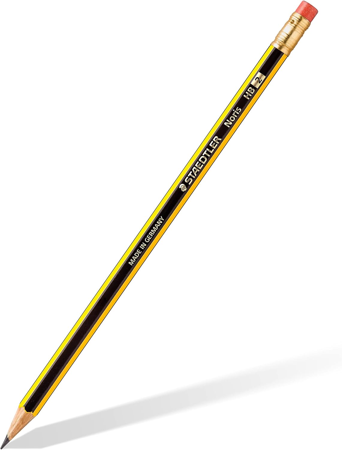 Detalle de STAEDTLER Noris HB – Sechskantbleistift mit Radiergummi, 10er Set, bruchfest