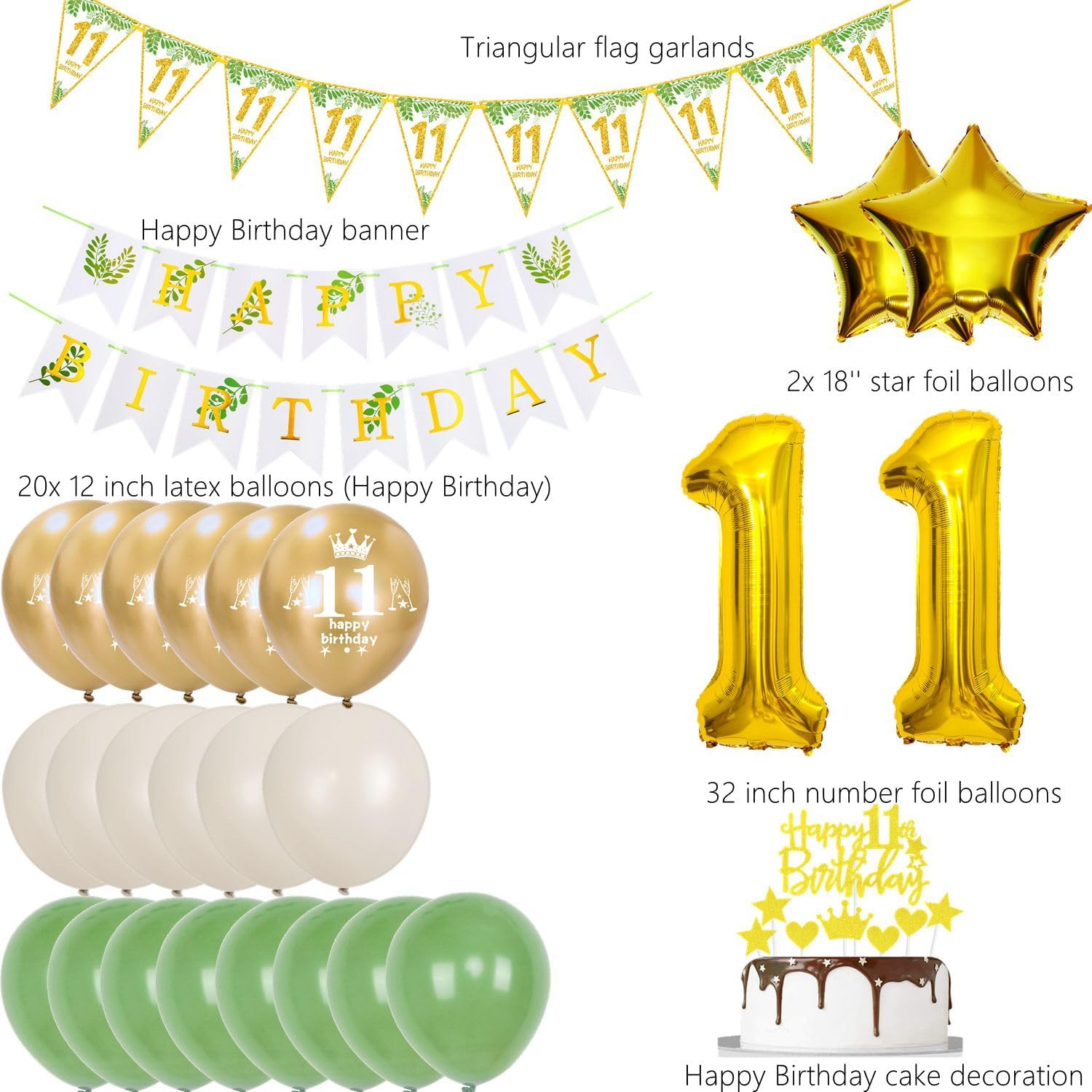 Thumbnail 1 de Gold Luftballons 11 Geburtstag 🎈